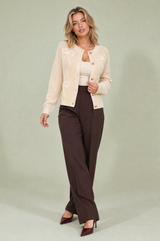 Chaleco beige claro con lazos