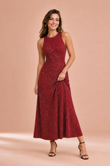 Vestido largo de lunares espalda descubierta