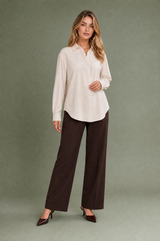 Camisa fluida con cuello camisero