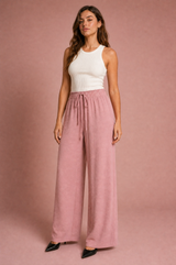 Pantalón fluido ancho con cordón