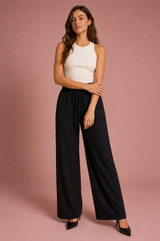Pantalón fluido ancho con cordón