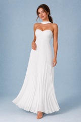 Vestido largo plisado de espalda descubierta