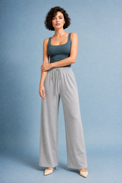 Pantalon large fluide à cordon | Variante Gris | Lounelle Paris