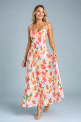 Vestido largo azul con tirantes