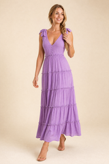 Vestido largo violeta con tirantes