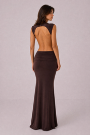 Robe longue dos nu taille ajourée | Vue de dos | Lounelle Paris