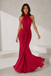 Vestido largo ajustado de cuello alto