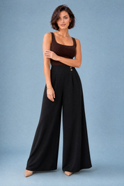 Pantalon palazzo fluide | Variante Noir | Lounelle Paris