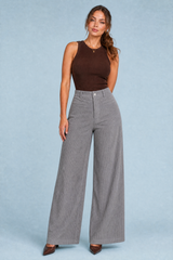 Pantalón de pana de pernera ancha y cintura alta