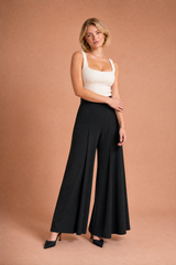 Pantalón ancho de cintura alta fluido