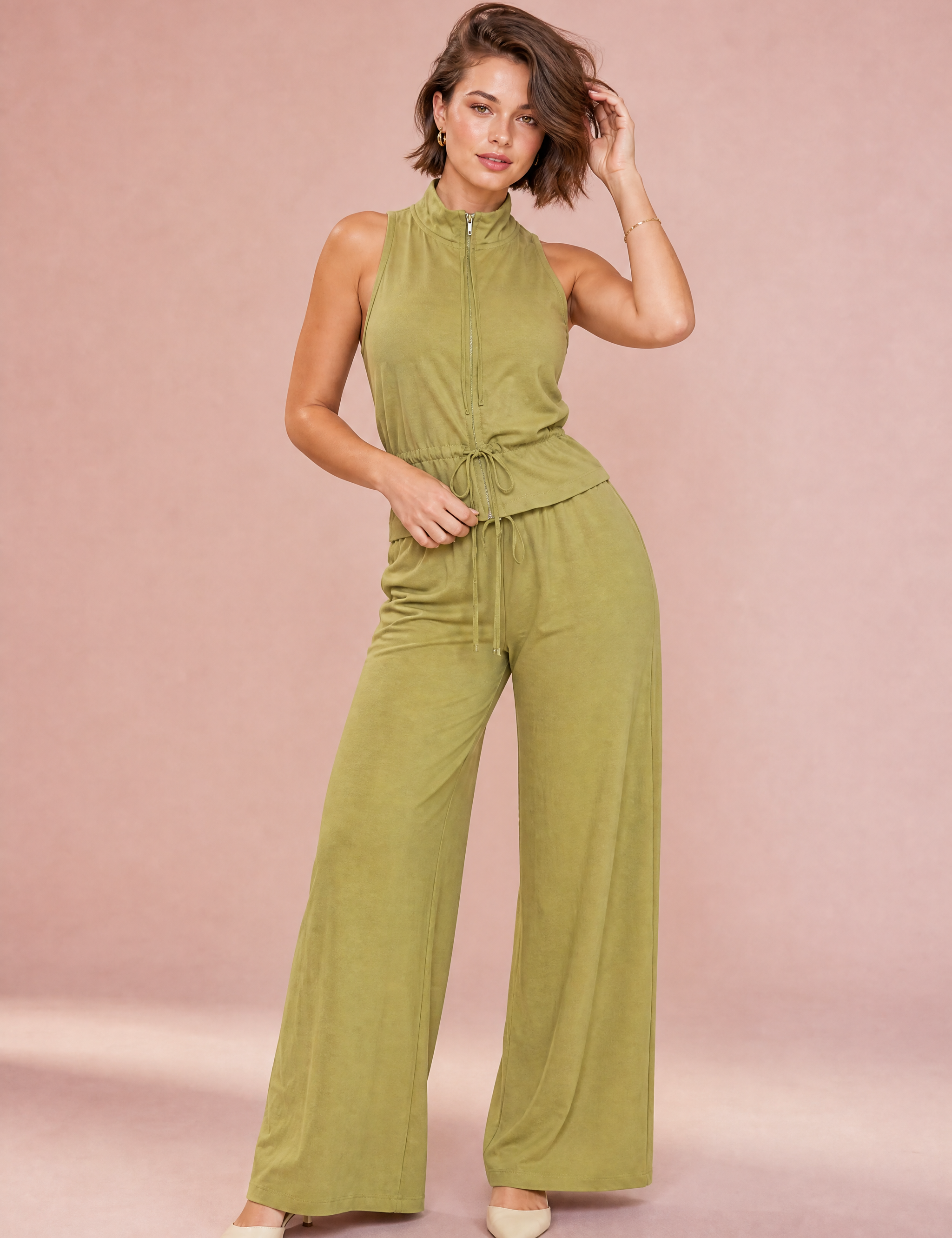 Ensemble sans manches col montant | Vue de face | Lounelle Paris