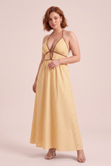 Vestido largo halter espalda descubierta
