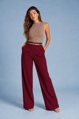 Pantalón fluido de cintura alta y pierna ancha