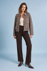 Chaqueta amplia efecto gamuza