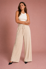 Pantalón fluido ancho con cordón