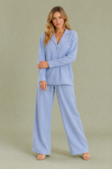 Traje tres piezas holgado de lino