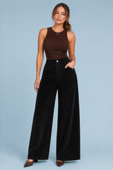 Pantalón de pana de pernera ancha y cintura alta
