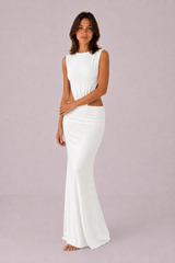 Vestido largo espalda descubierta cintura calada