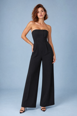 Combinación negra bustier de piernas anchas