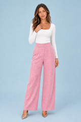 Pantalón ancho de cintura alta abotonado