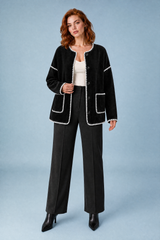 Chaqueta polar negra bicolor holgada