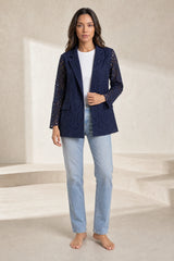 Blazer blanco calado semilargo