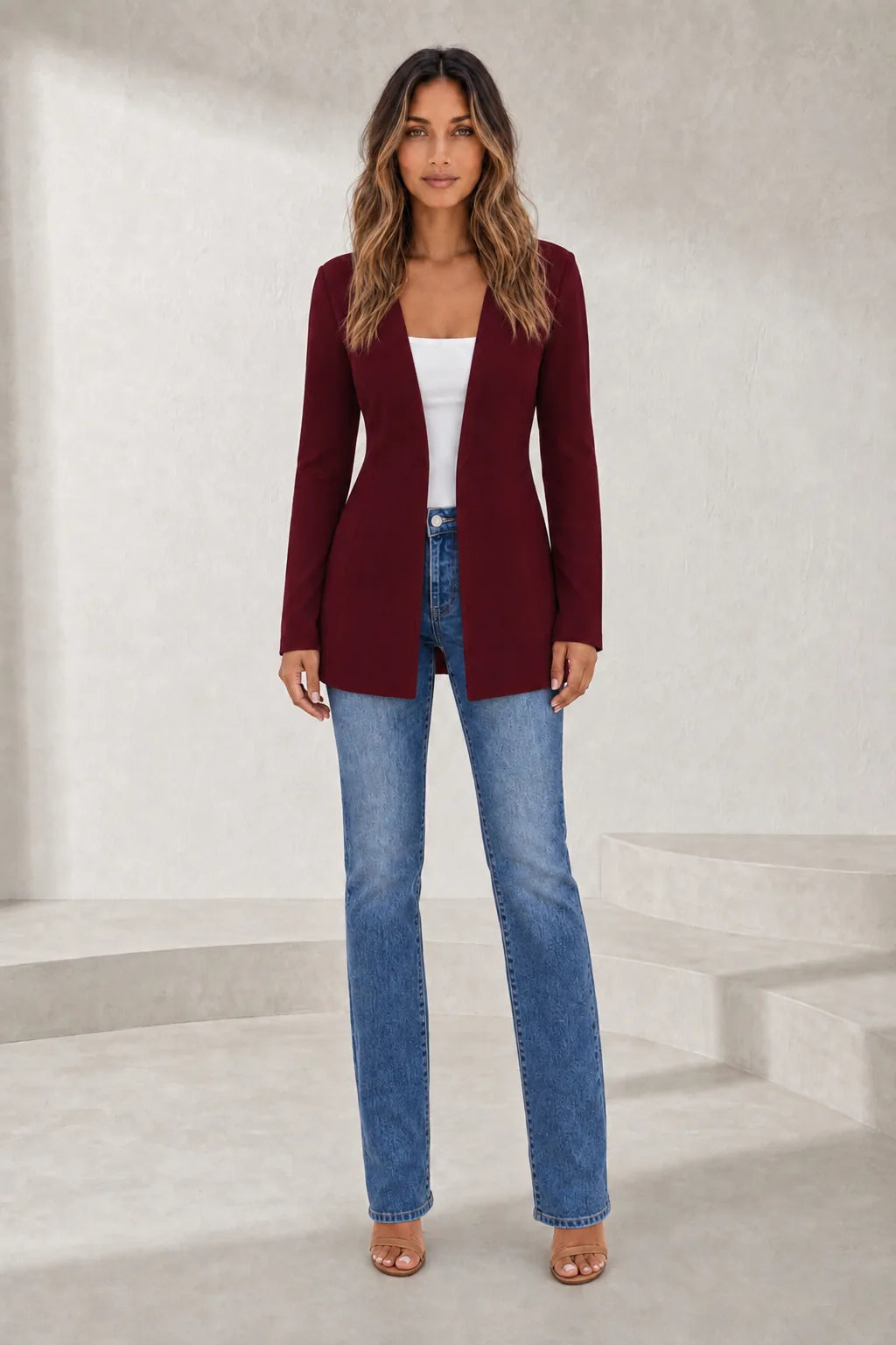 Blazer mi-long col V | Lounelle Paris