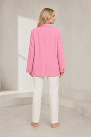Blazer rose ample à épaulettes | Lounelle Paris