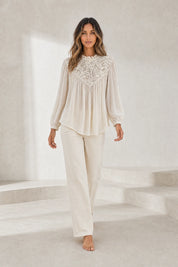 Blouse à col volanté et manches bouffantes | Lounelle Paris