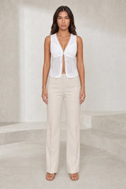 Blouse blanche col V dentelle | Lounelle Paris