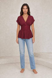 Blouse col V taille cintrée | Lounelle Paris