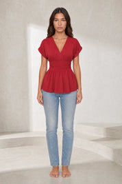 Blouse col V taille cintrée | Lounelle Paris
