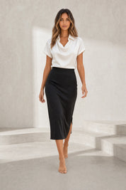 Blouse satinée encolure drapée | Lounelle Paris