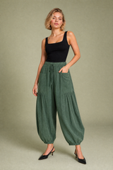 Pantalón ancho de talle alto plisado