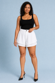 Jupe-culotte taille haute fluide | Porté sur une autre silhouette | Lounelle Paris