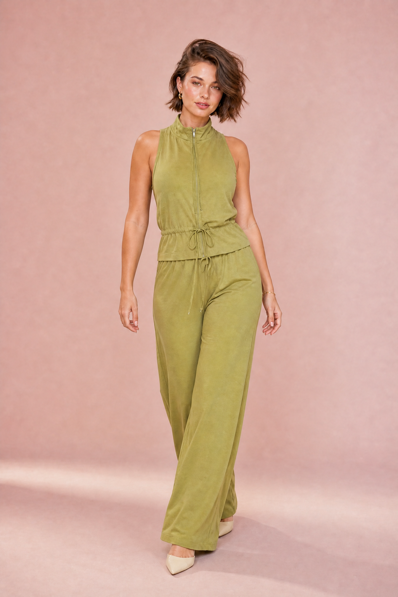 Ensemble sans manches col montant | Vue en mouvement | Lounelle Paris