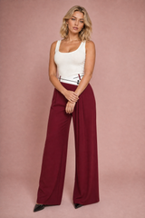 Pantalón ancho de tiro alto con cintura cruzada