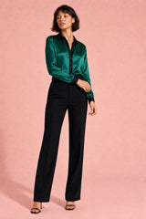 Blusa satinada con contrastes