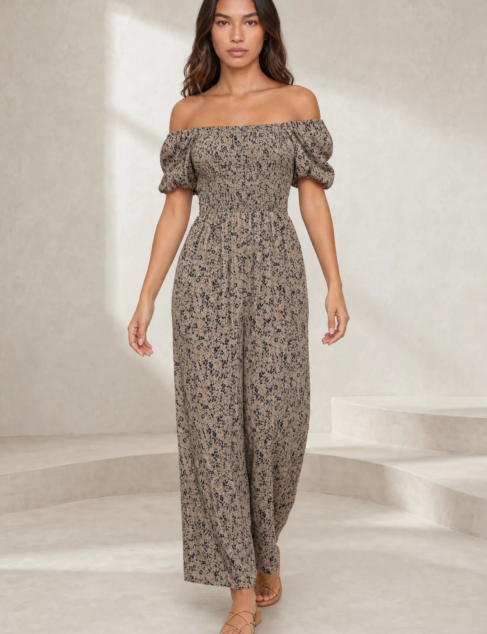 Combinaison abricot smockée dos nu | Lounelle Paris