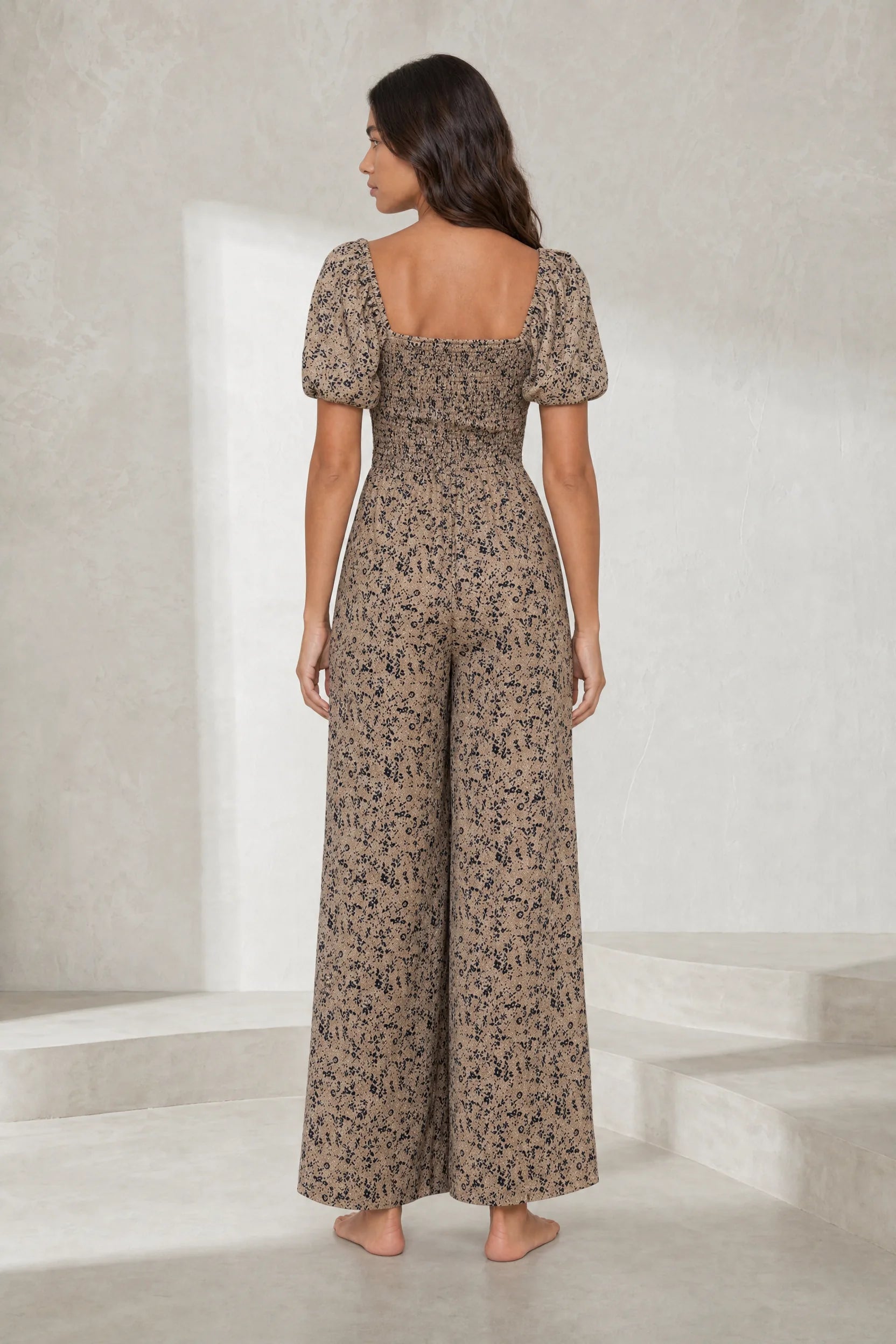 Combinaison abricot smockée dos nu | Lounelle Paris