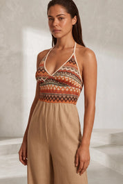 Combinaison beige col licou dos nu | Lounelle Paris