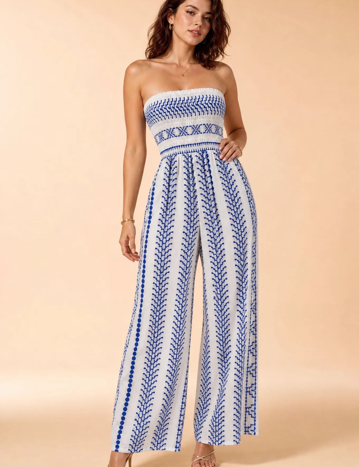 Combinaison blanche imprimée bandeau | Vue de face | Lounelle Paris