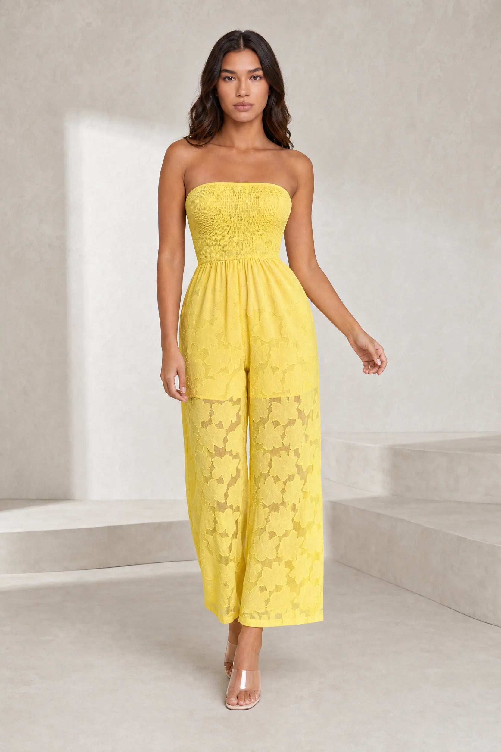Combinaison jaune bandeau transparente | Lounelle Paris