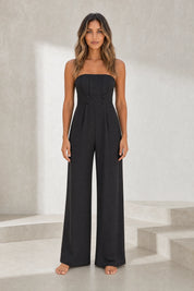 Combinaison noire bustier jambes larges | Lounelle Paris