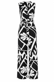 Combinaison noire col V ceinturée | Lounelle Paris