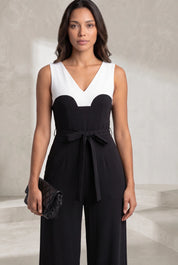 Combinaison noire et blanche col V | Lounelle Paris