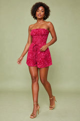 Combishort bandeau estampado tropical