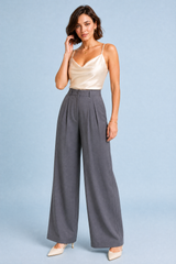 Pantalón fluido de pernera ancha y tiro alto