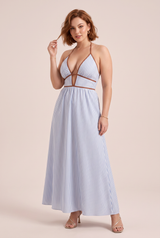 Vestido largo halter espalda descubierta