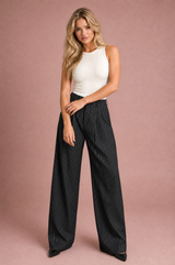 Pantalón ancho a rayas de tiro alto